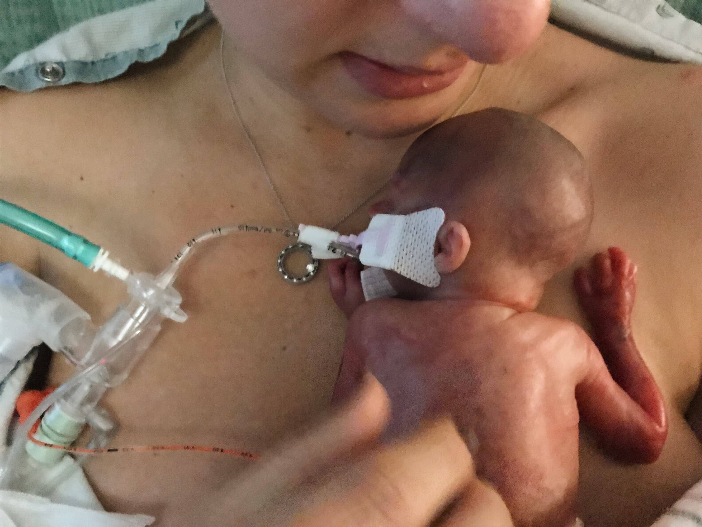 Lindsay with Afton on her chest.