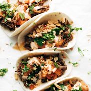 Instant Pot Korean Beef Tacos with toppings.