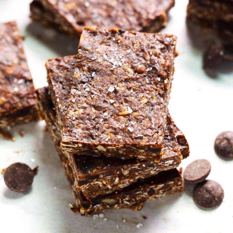 Healthy Sea Salt Dark Chocolate Bars in a stack.