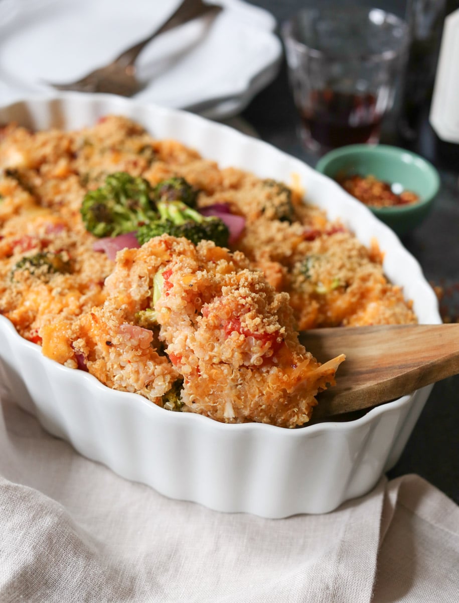 Roasted-Broccoli-Chicken-Cheddar-Quinoa-Bake-8
