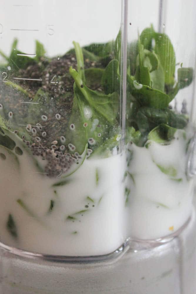 vegan-tropical-green-smoothie-with-avocado-spinach-mango-pineapple-and-chia-seeds-step-1