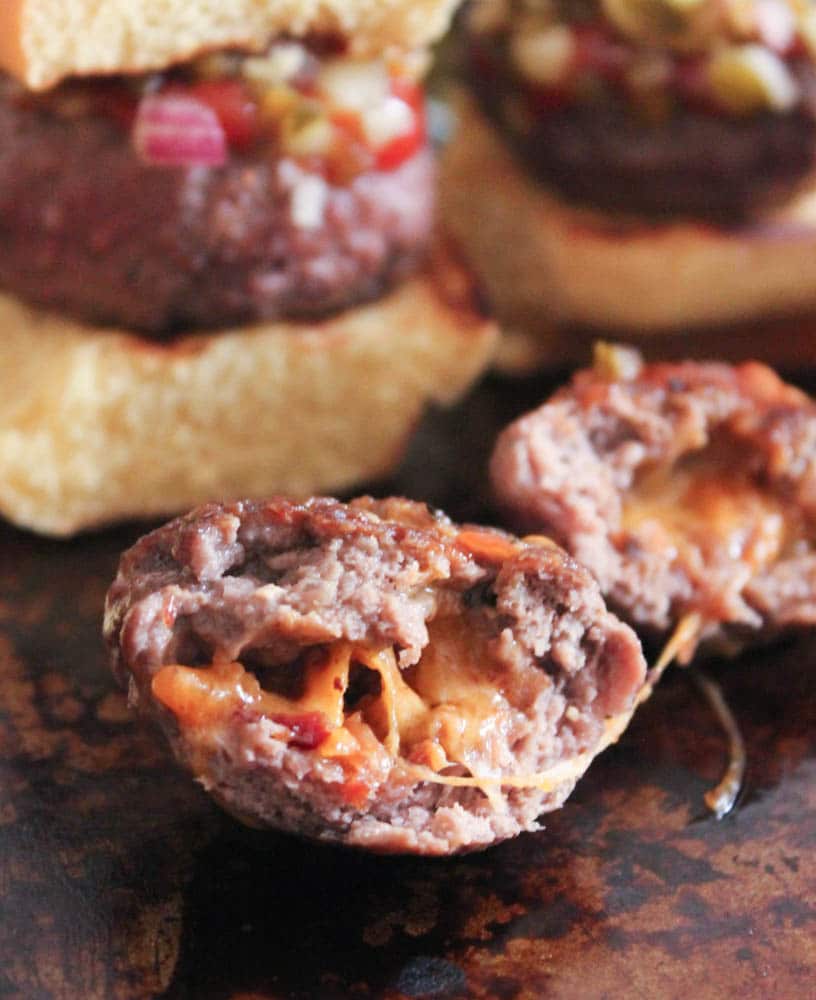 Bacon-and-smoked-cheddar-stuffed-cheeseburger-sliders-with-jalapeno-relish-5