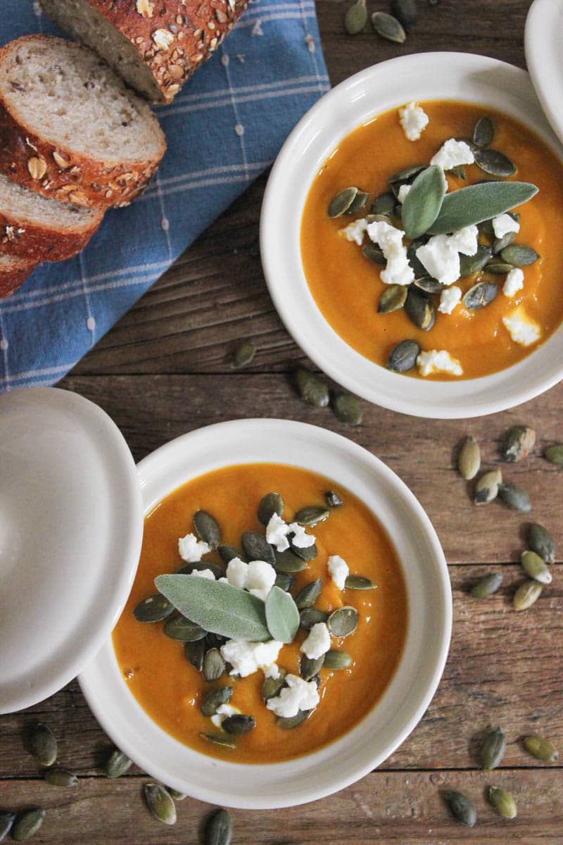 Butternut-Squash-Soup-with-Roasted-Garlic-Goat-Cheese-and-Pepitas