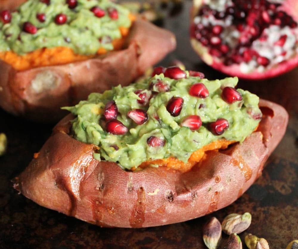 Chipotle-Mashed-Sweet-Potatoes-Stuffed-with-Pomegranate-Pistachio-Guacamole