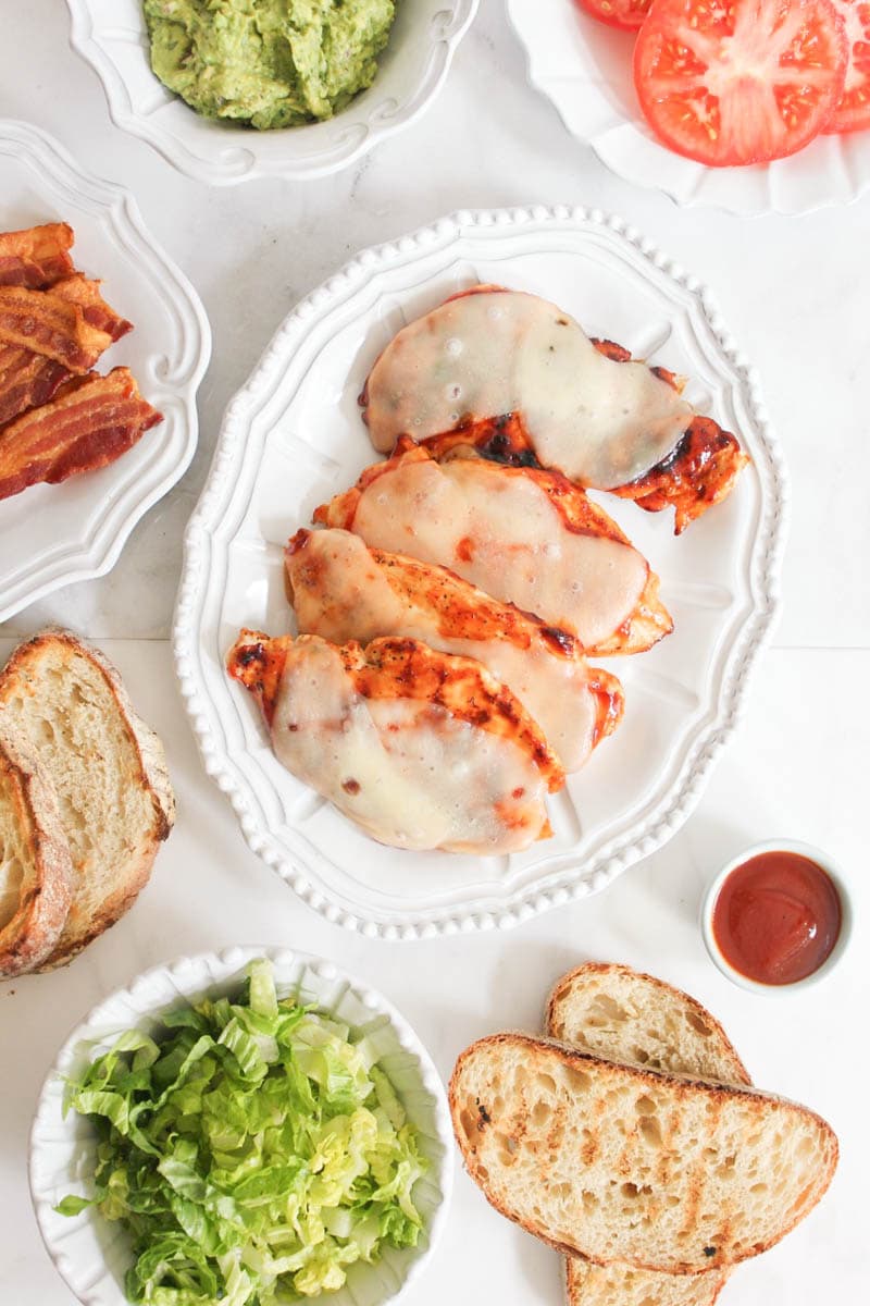 Open-Face-Barbecue-Chicken-Club-Sandwich-with-Guacamole-and-Provolone-2