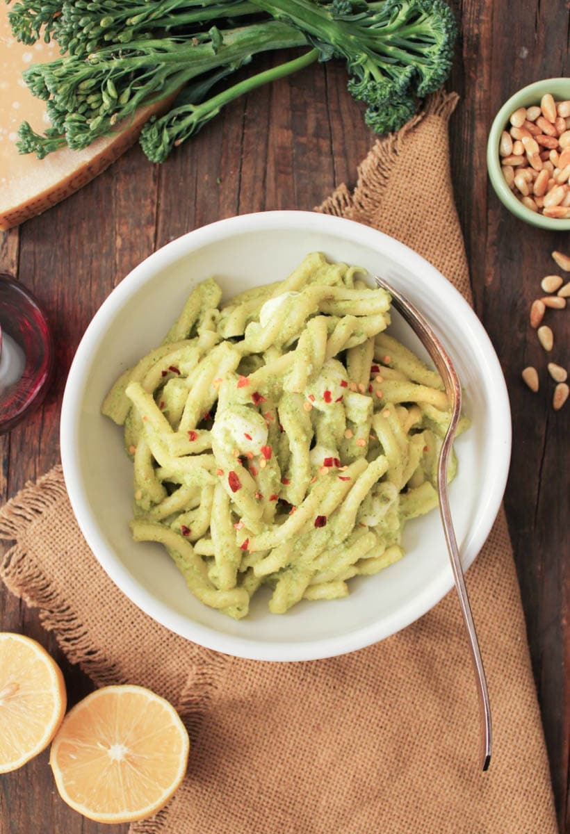 Torcetti-Pasta-with-Broccoli-Rabe-Pesto-and-Fresh-Mozzarella-4
