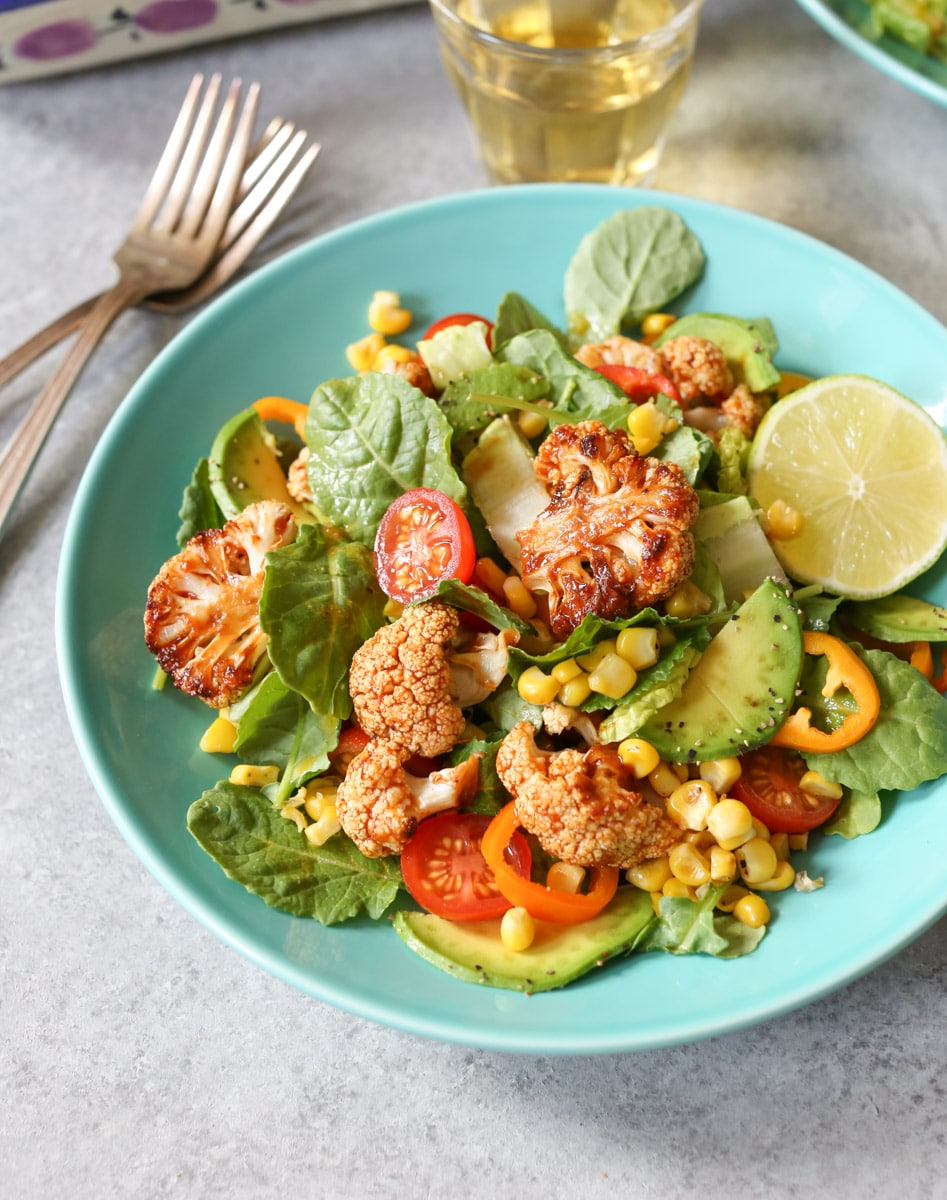 20 Satisfying Vegetarian Recipes- Roasted BBQ Cauliflower Salad